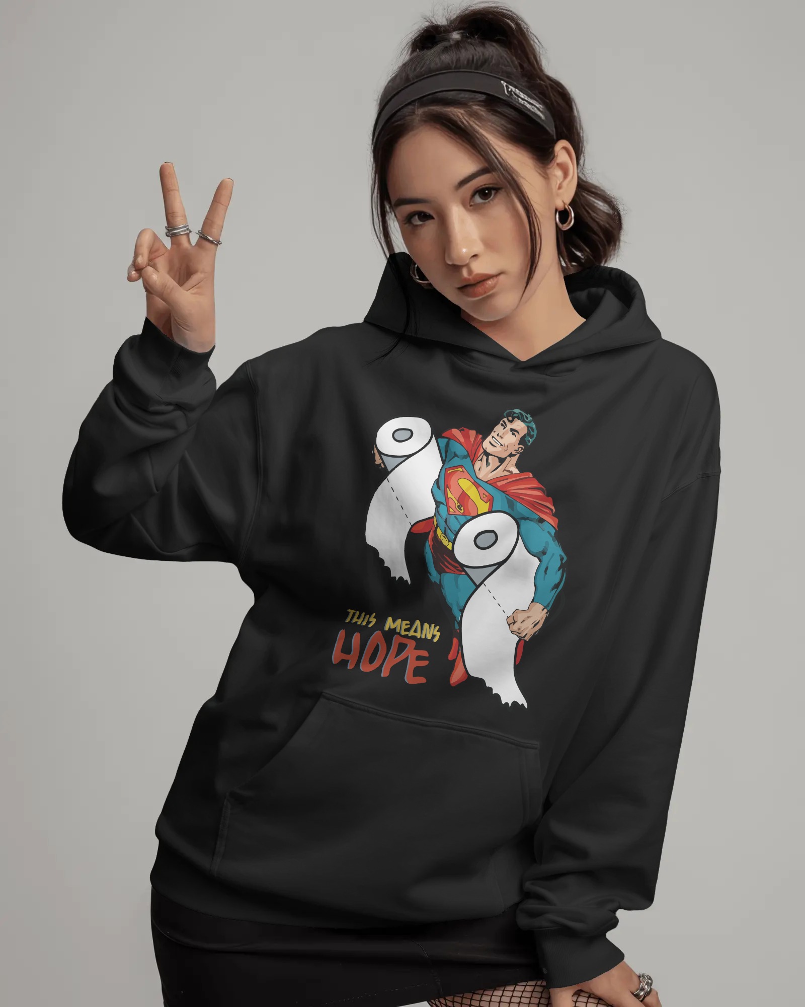 Hope Unisex Siyah Kapüşonlu Sweatshirt