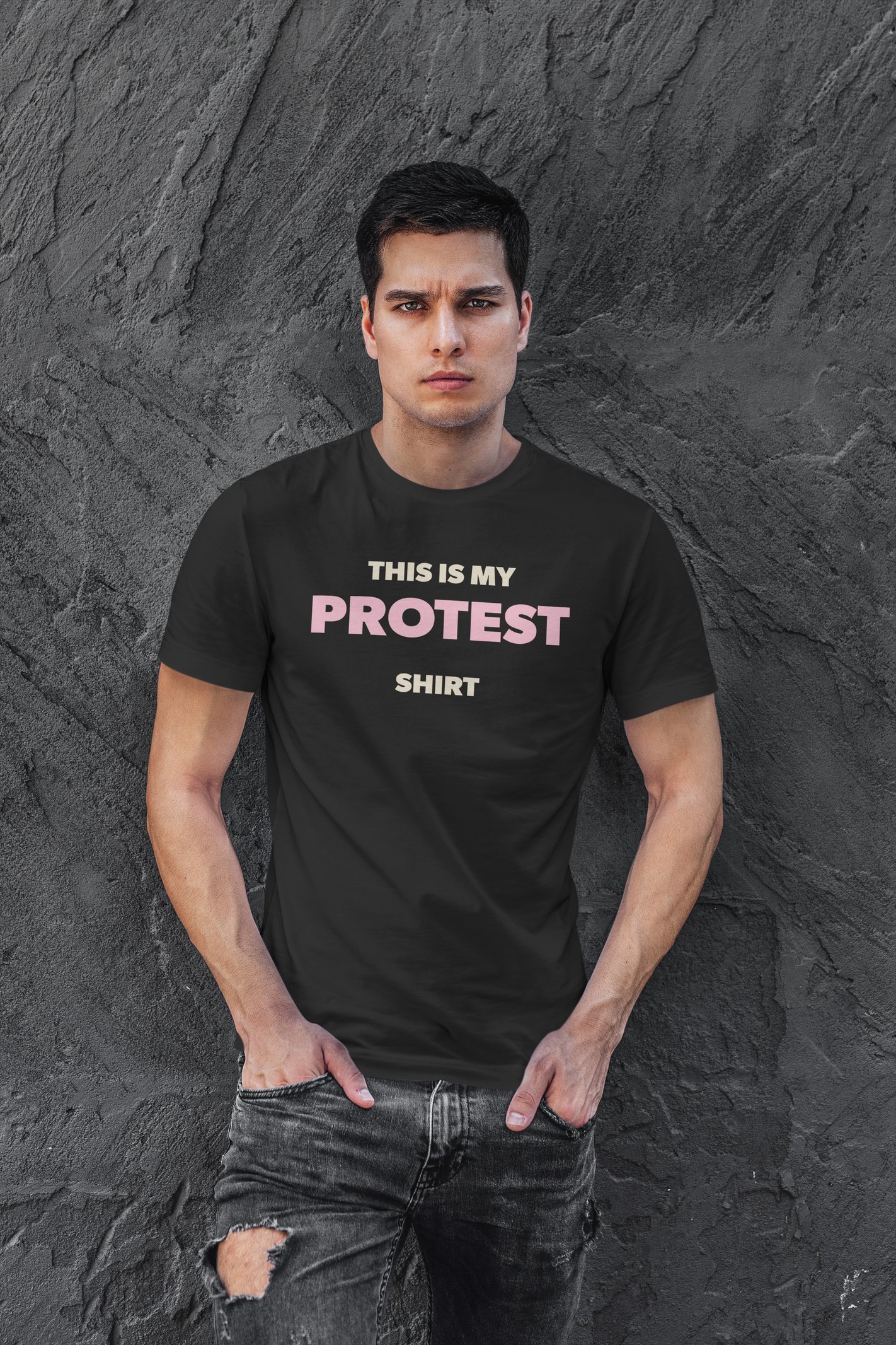 Protest Dijital Baskı Siyah Unisex Tişört