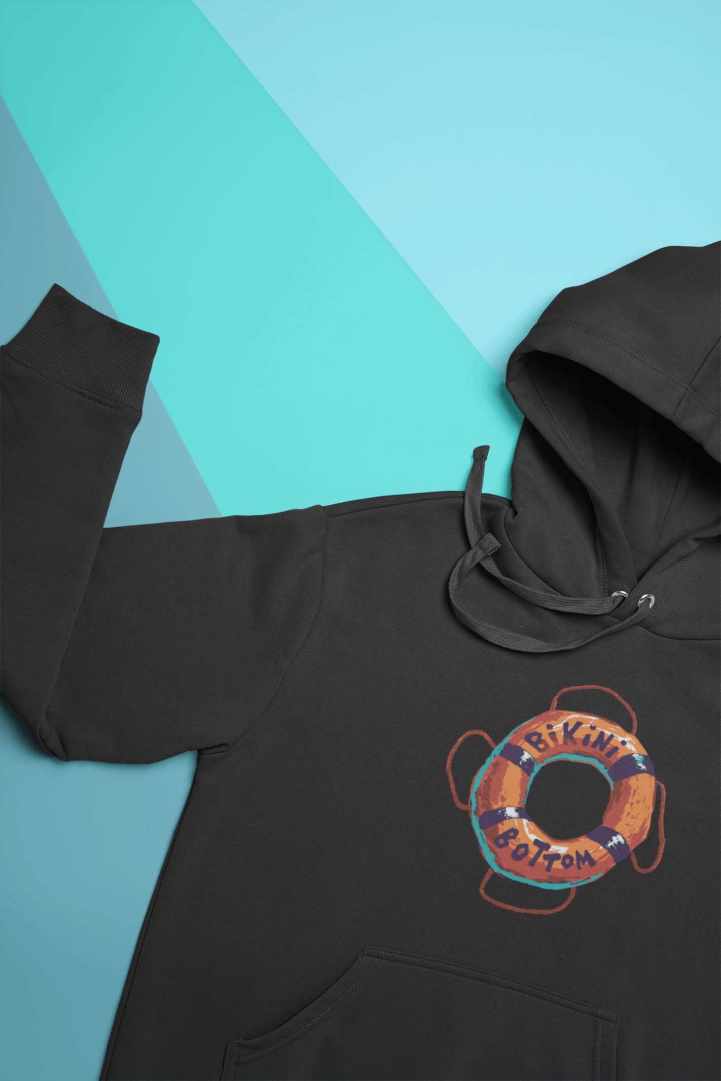 Bikini Bottom Unisex Siyah Kapüşonlu Sweatshirt