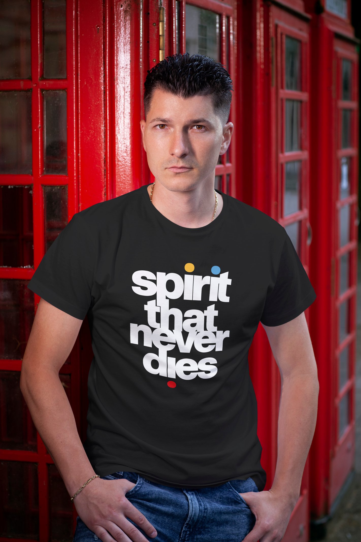 Spirit Dijital Baskılı Siyah Tişört