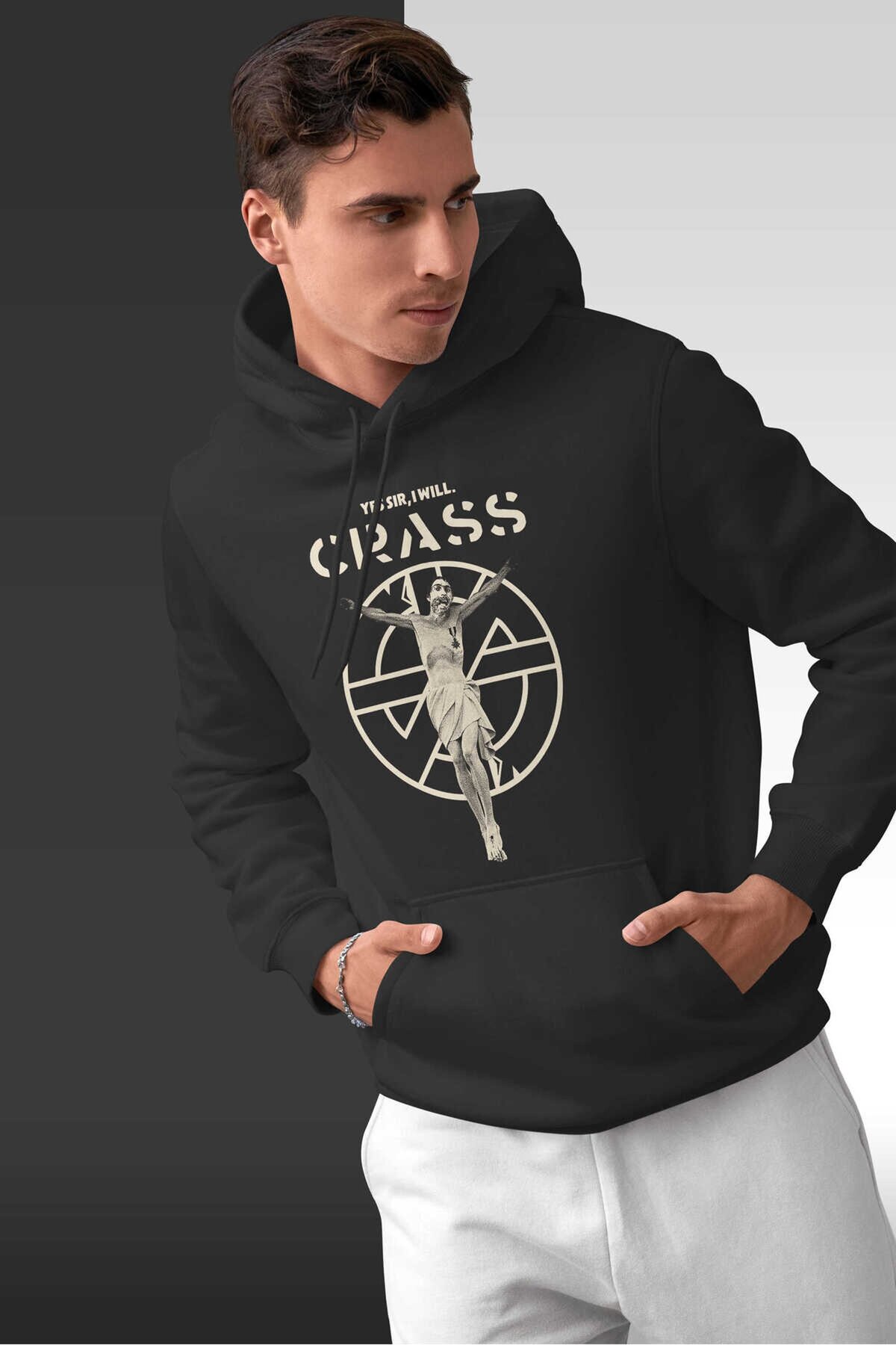 Crass Dijital Baskı Kapüşonlu Unisex Sweatshirt