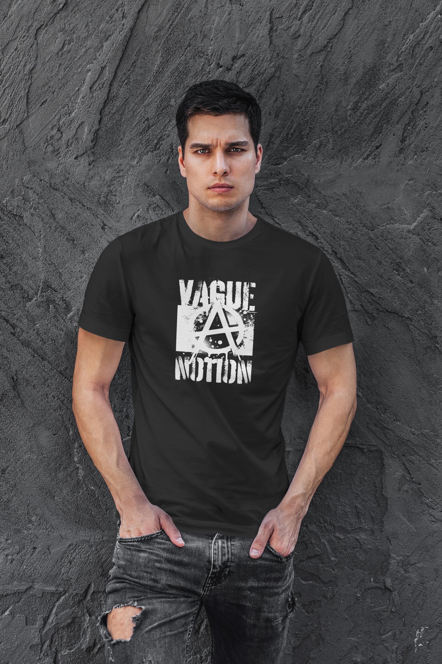 Vague Dijital Baskı Siyah Unisex Tişört