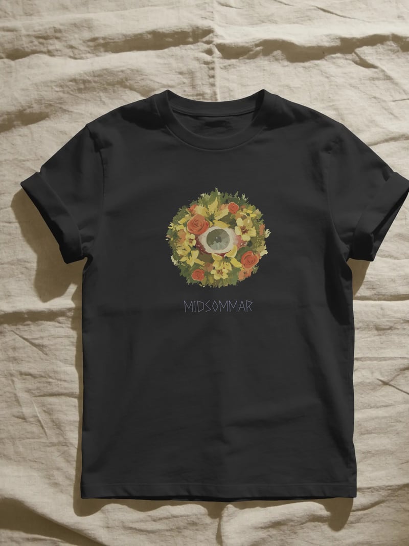Midsommar Çiçek Siyah Tişört