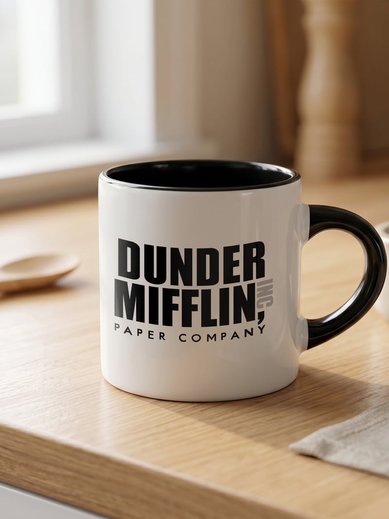 The Office 180 ml Beyaz Siyah Kahve Kupası