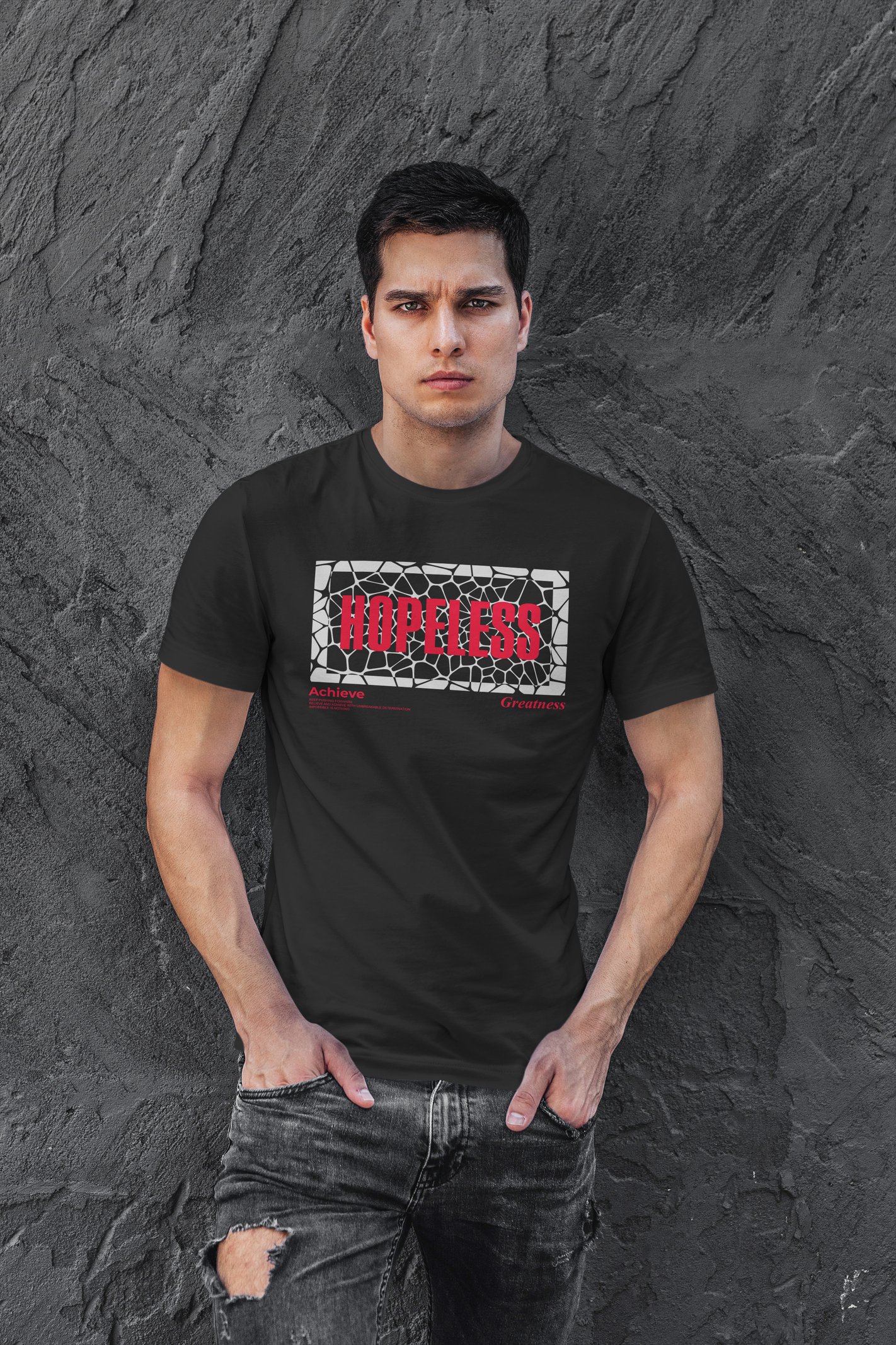 Hopeless Dijital Baskı Siyah Unisex Tişört