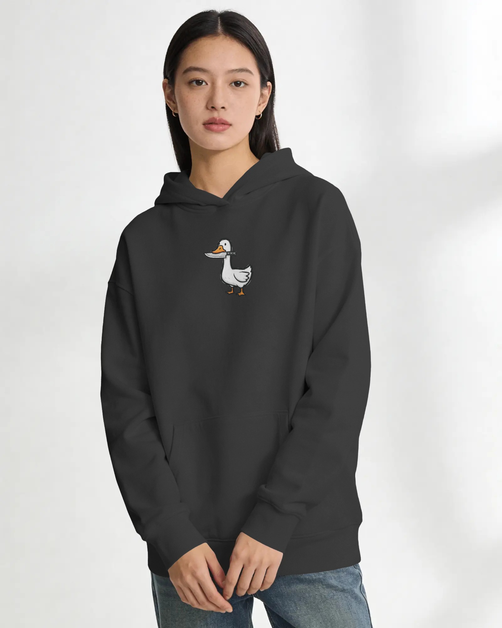 Goose Violence Unisex Siyah Kapüşonlu Sweatshirt