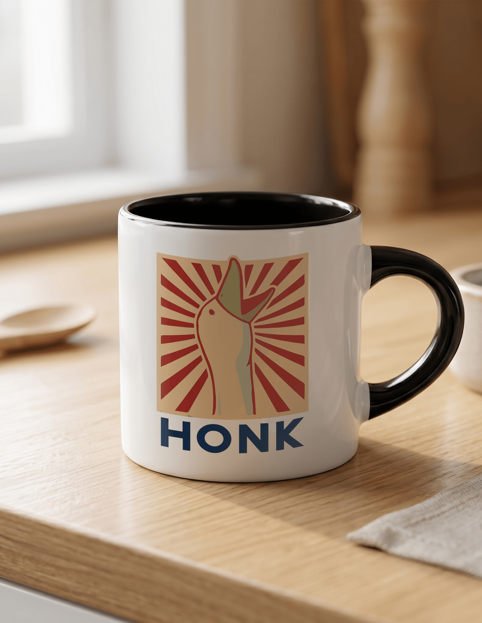 Honk 180 ml Beyaz Siyah Kahve Kupası