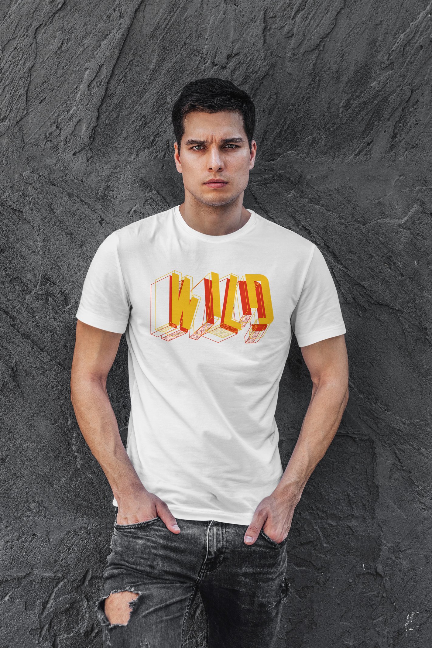 Wild Dijital Baskı  Unisex Beyaz T-Shirt