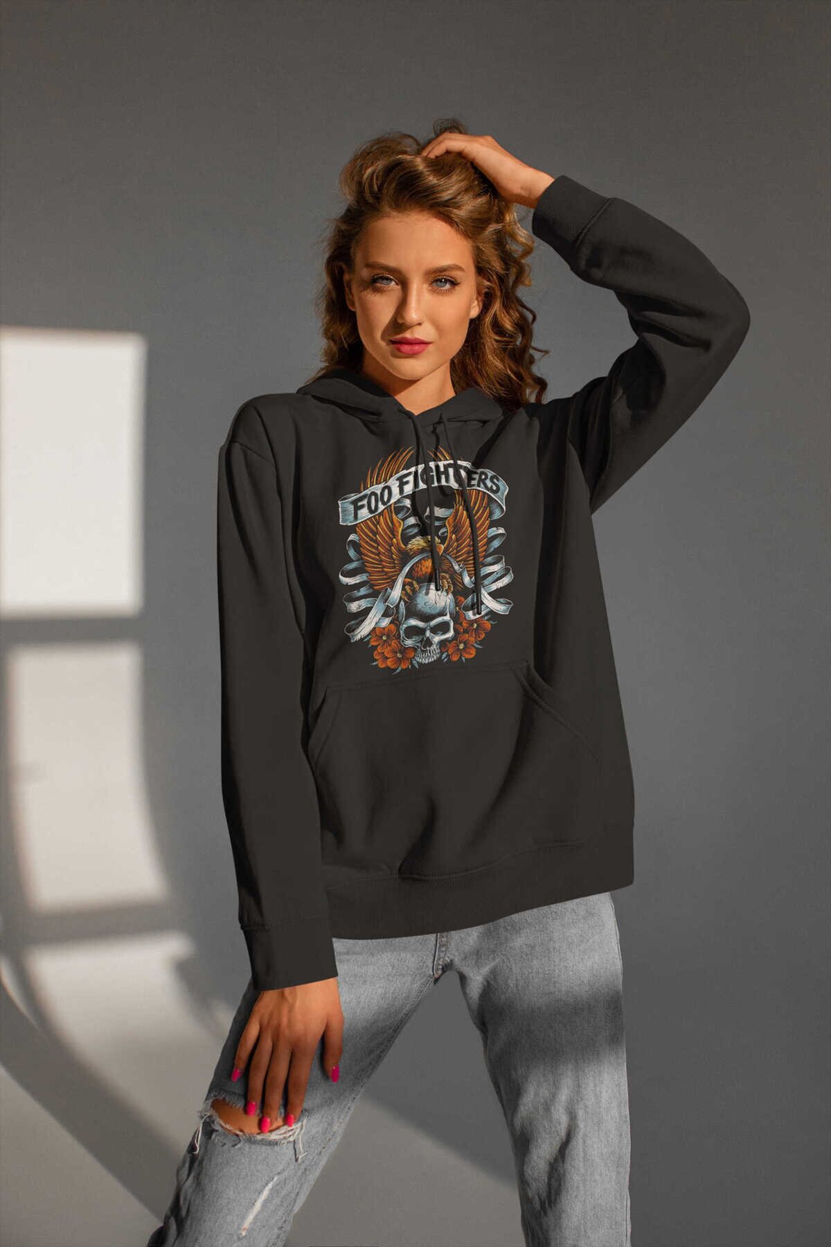 Foo Fighters Kafatası Kapüşonlu Sweatshirt