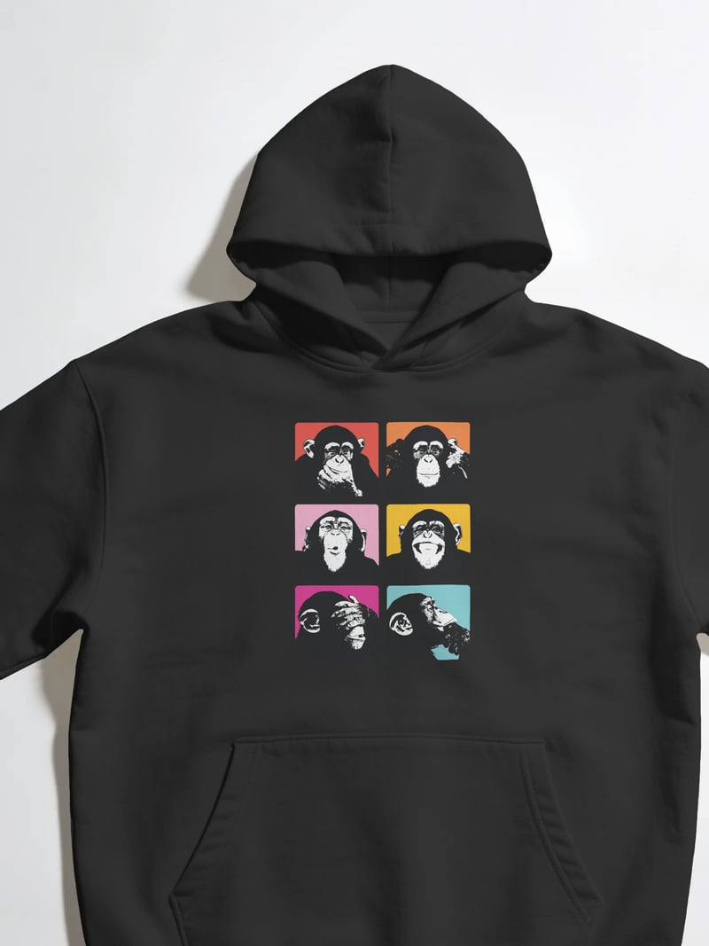 Monkeys Siyah Kapüşonlu Sweatshirt