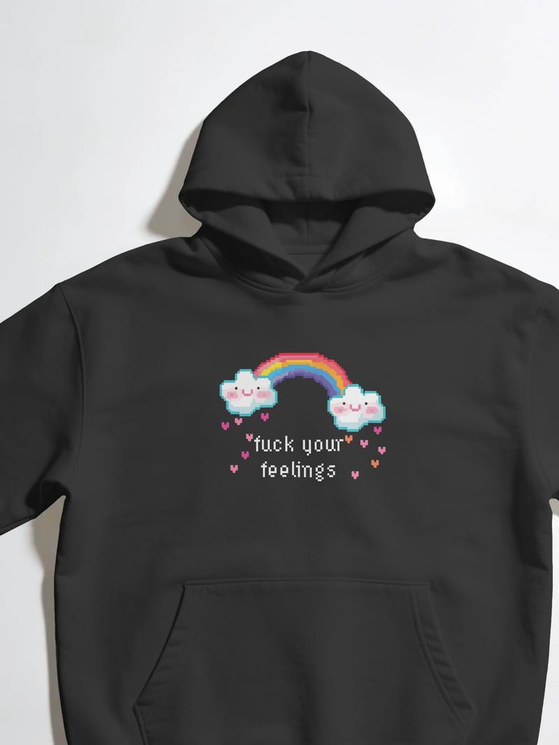 Your Feelings Unisex Siyah Kapüşonlu Sweatshirt
