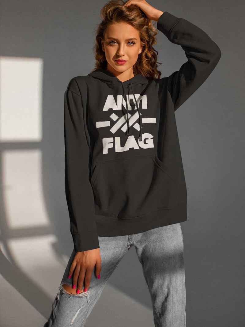 Anti Flag Dijital Baskı Kapüşonlu Unisex Sweatshirt