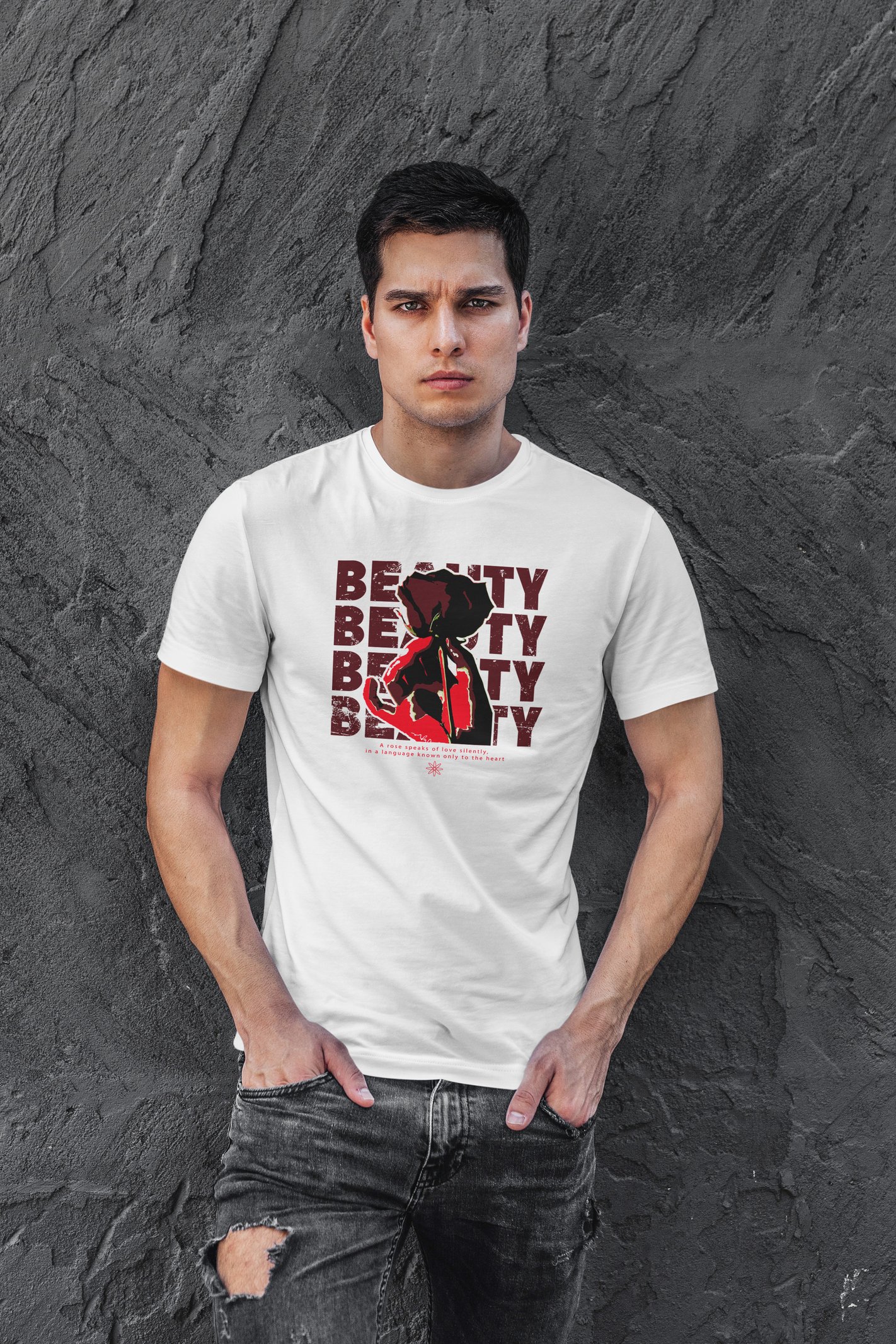 Beauty Dijital Baskı Beyaz Unisex Tişört