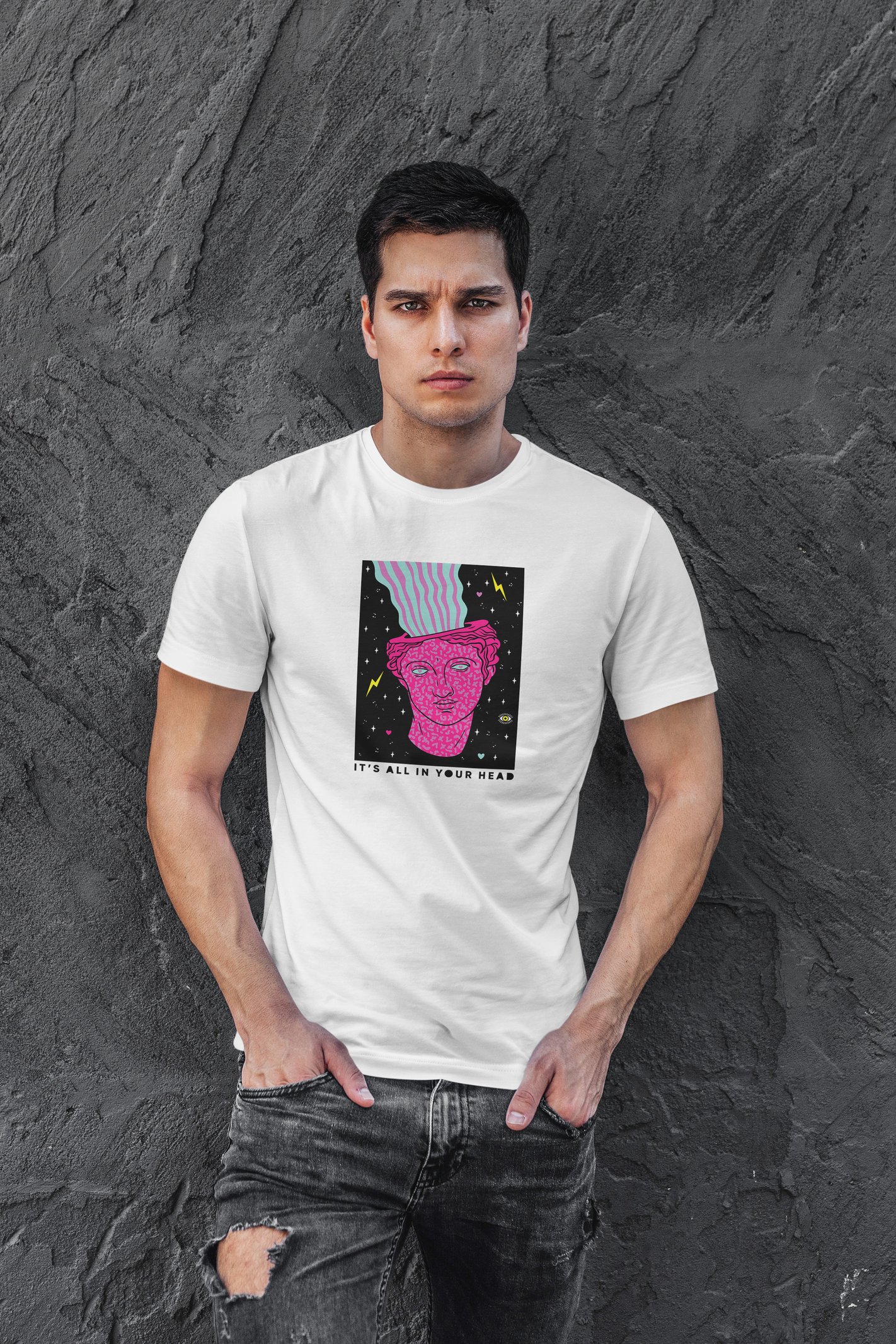 In Your Head Dijital Baskı Beyaz Unisex Tişört