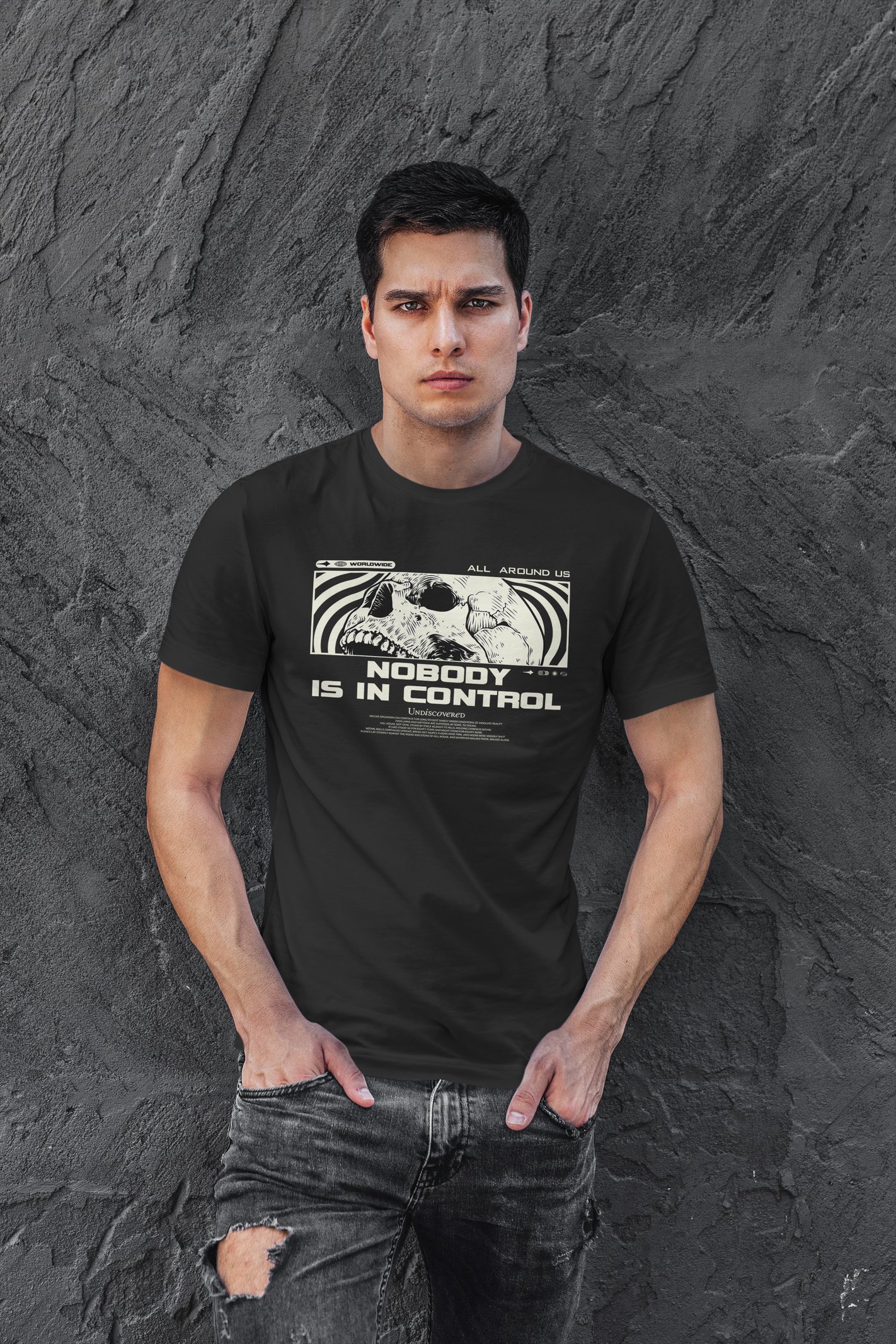 Nobody Dijital Baskı Siyah Unisex Tişört