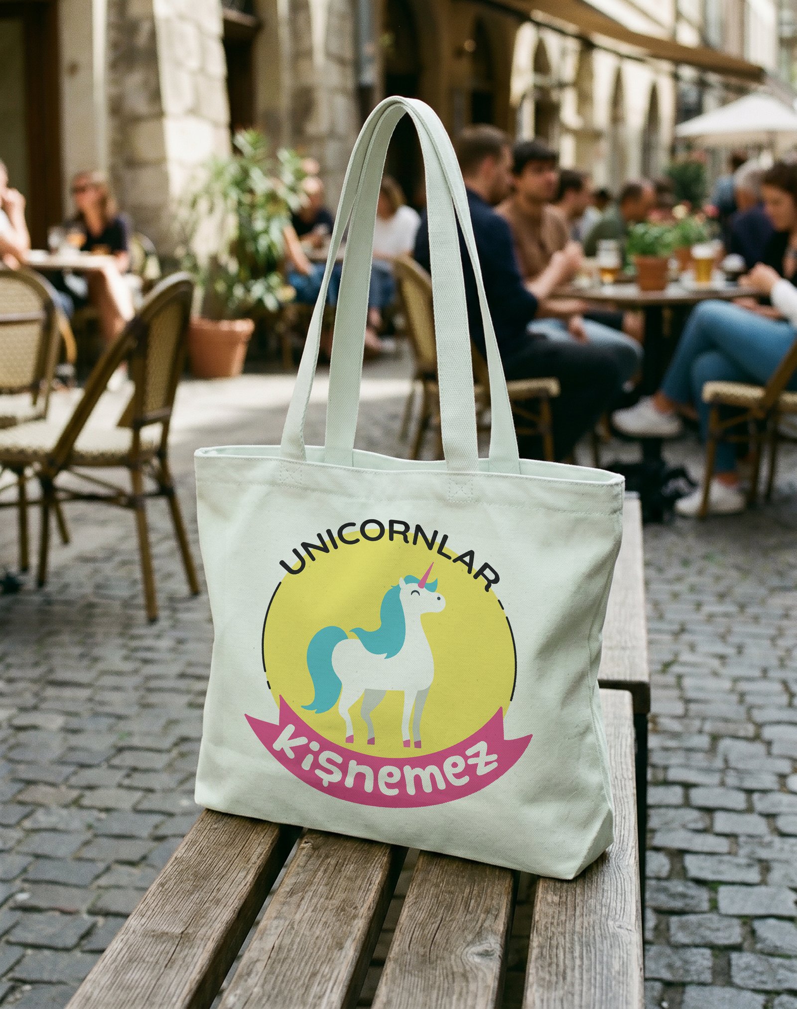 Unicornlar Kişnemez Kanvas Astarlı Fermuarlı Omuz Çantası