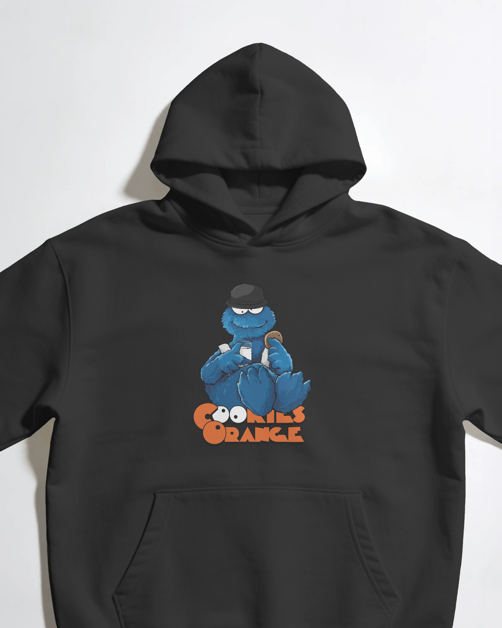 Kurabiye Canavarı Unisex Siyah Kapüşonlu Sweatshirt