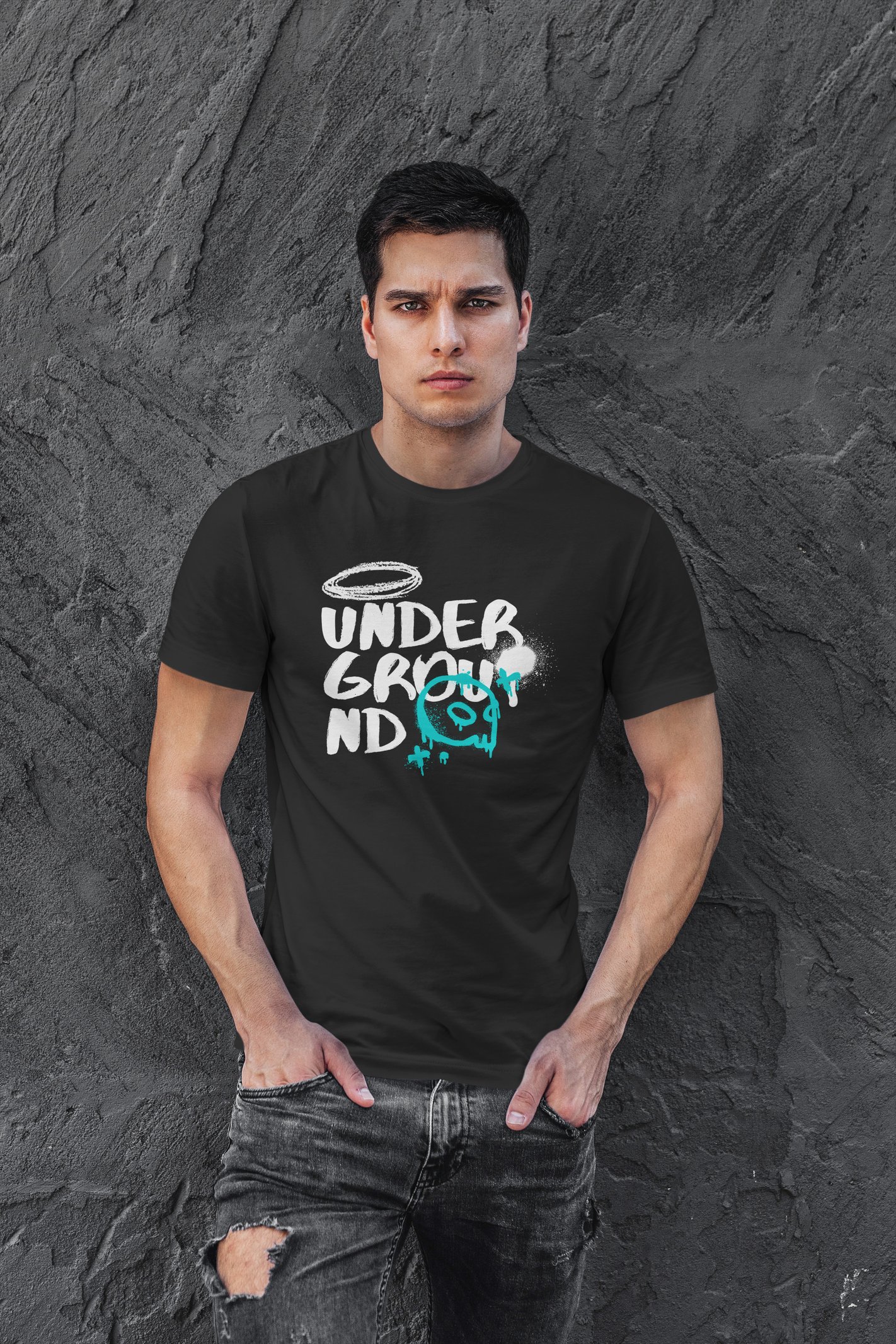 Underground Dijital Baskı Siyah Unisex Tişört