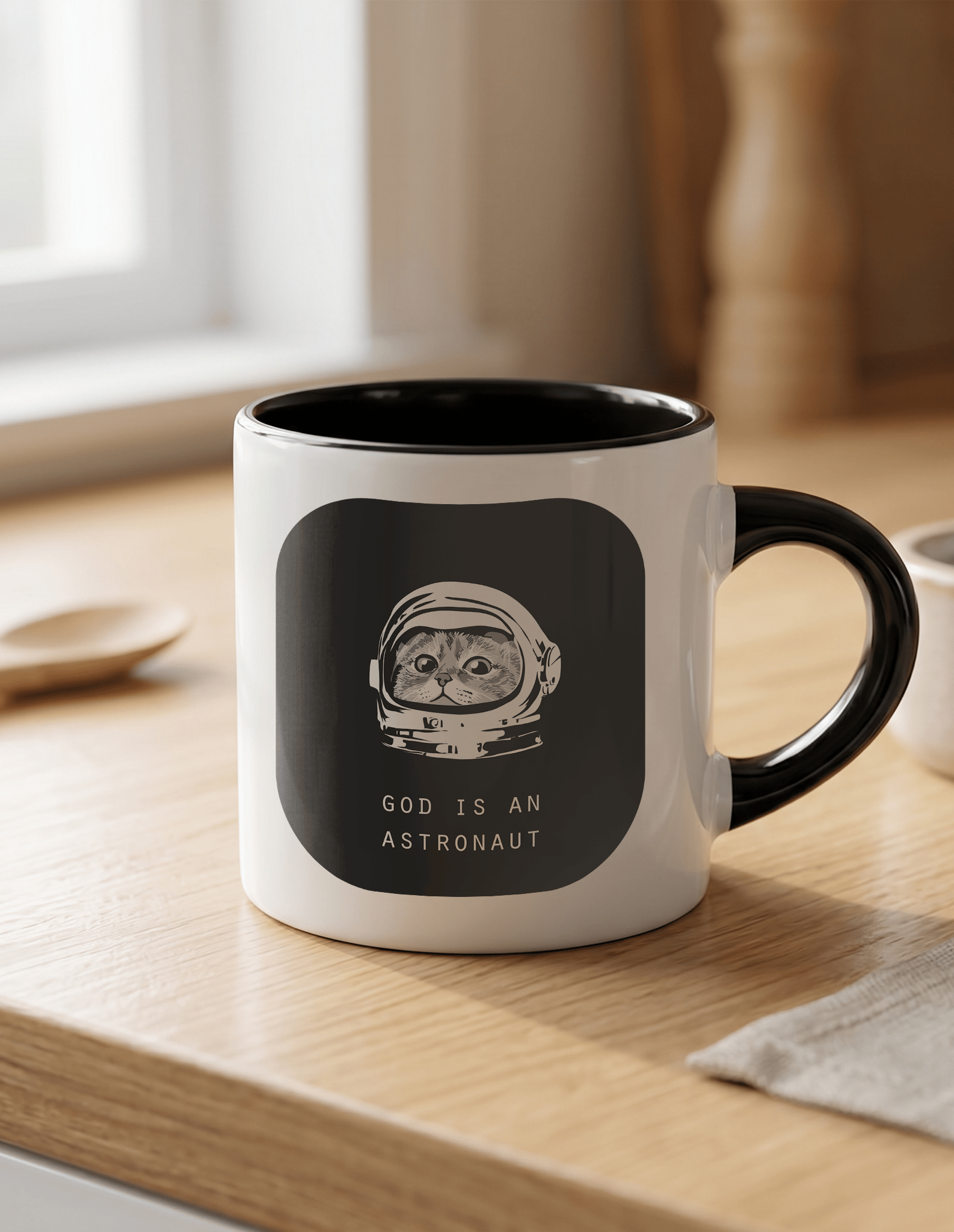God is an Astronaut 180 ml Beyaz Siyah Kahve Kupası