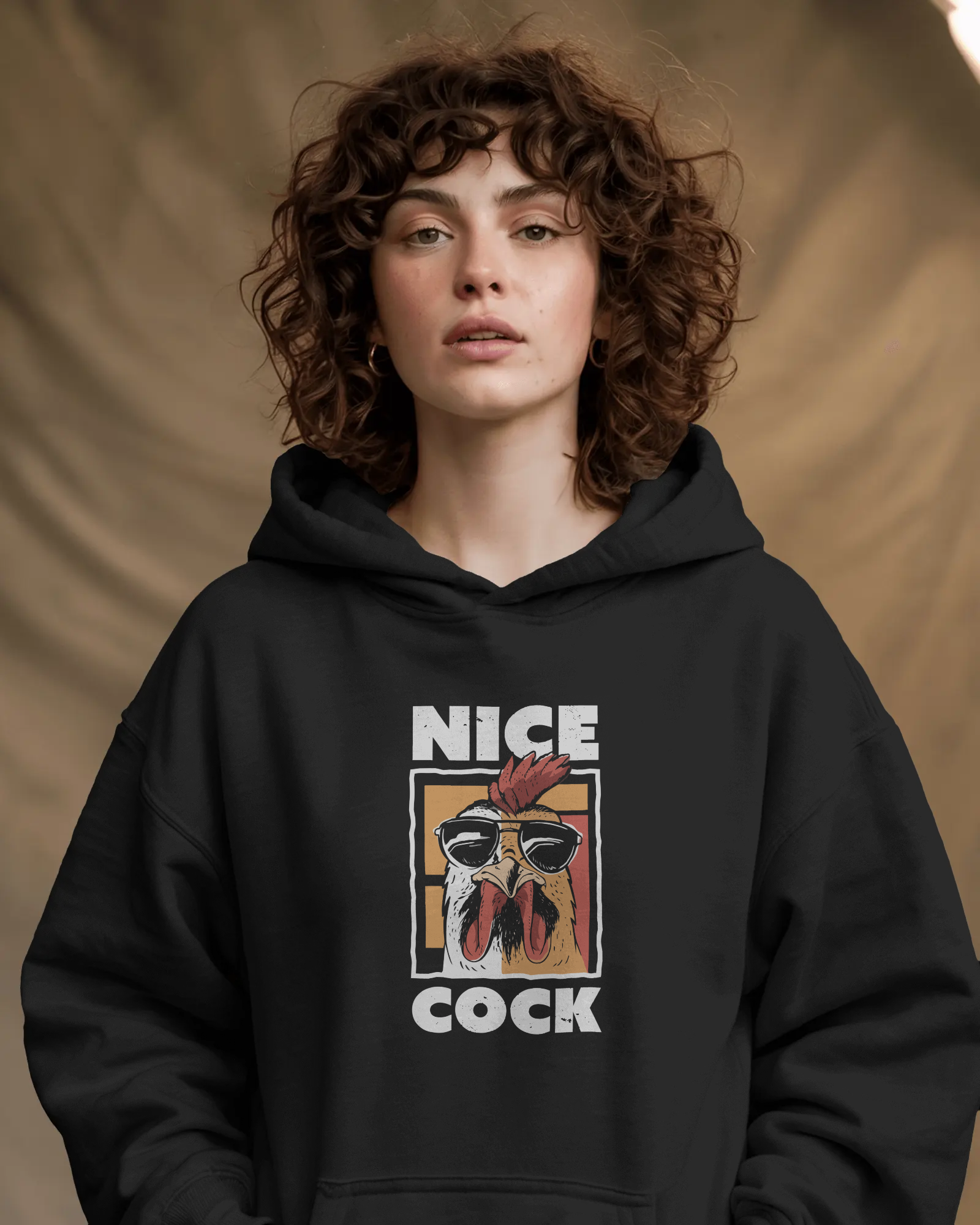 Nice Cock Siyah Kapüşonlu Sweatshirt