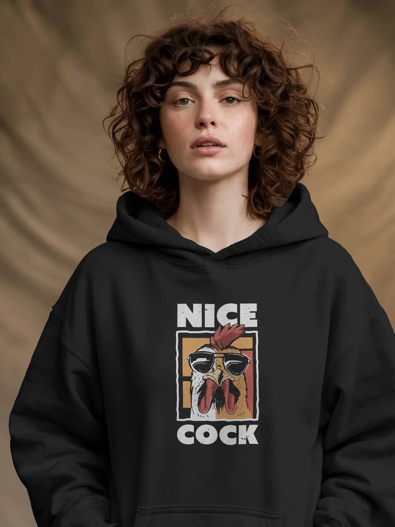 Nice Cock Siyah Kapüşonlu Sweatshirt