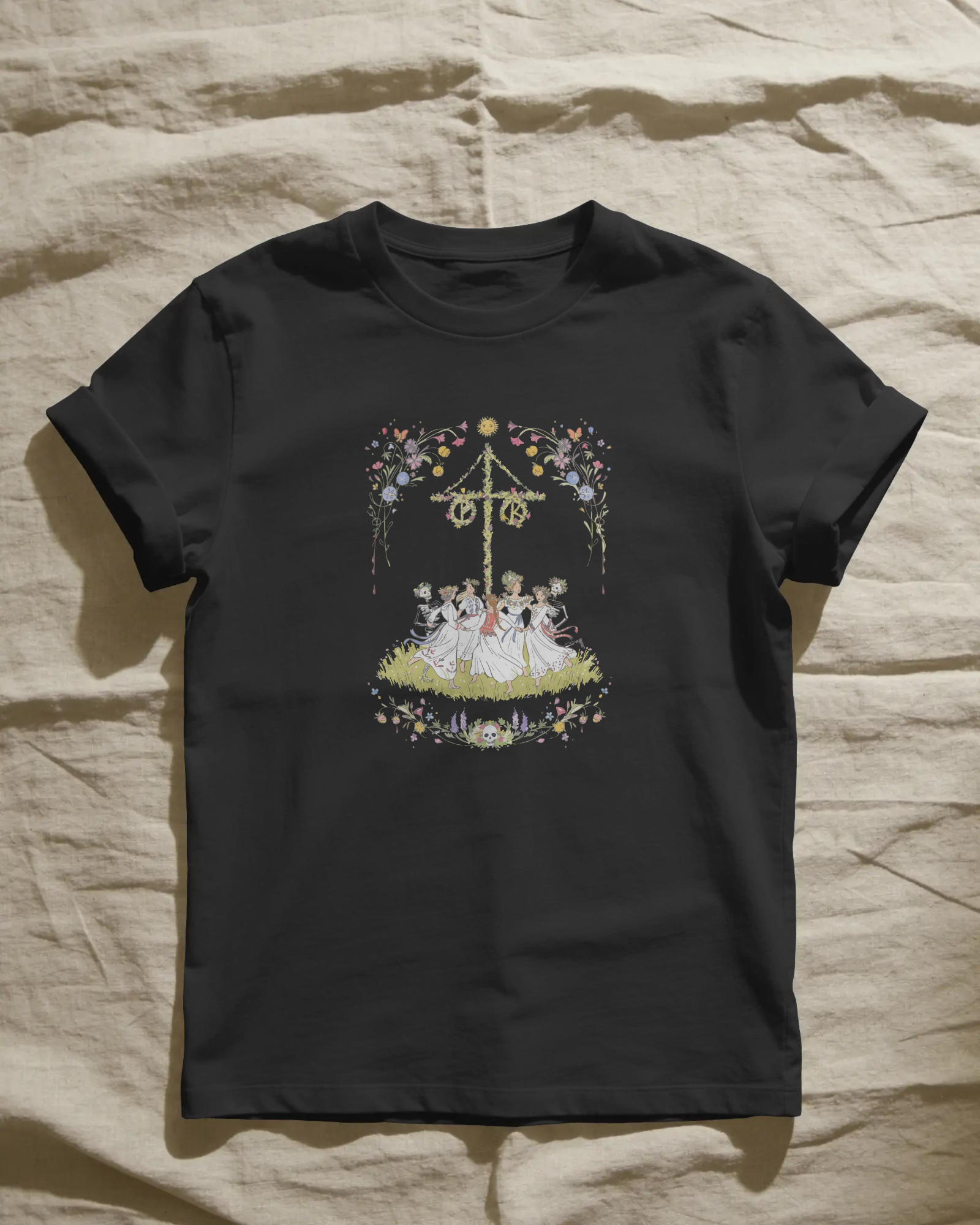 Midsommar Unisex Siyah Tişört