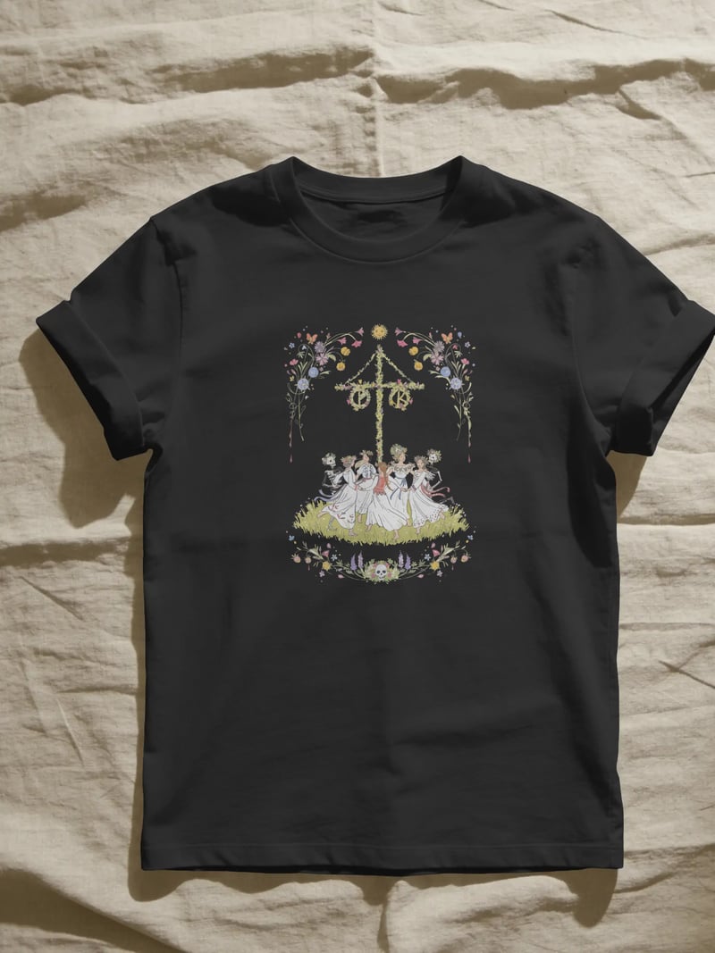 Midsommar Unisex Siyah Tişört