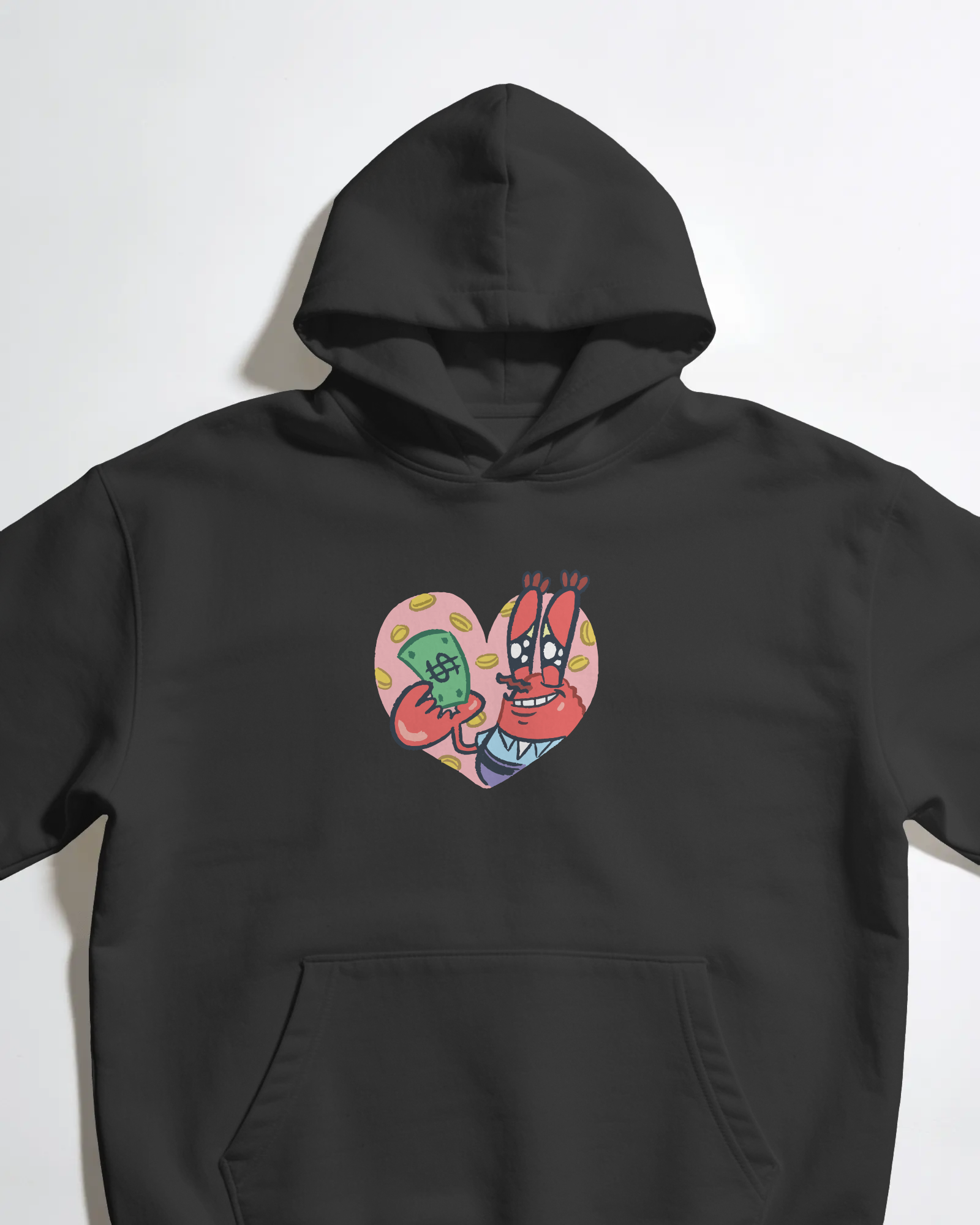 Mr. Krabs Spongebob Squarepants Unisex Siyah Kapüşonlu Sweatshirt