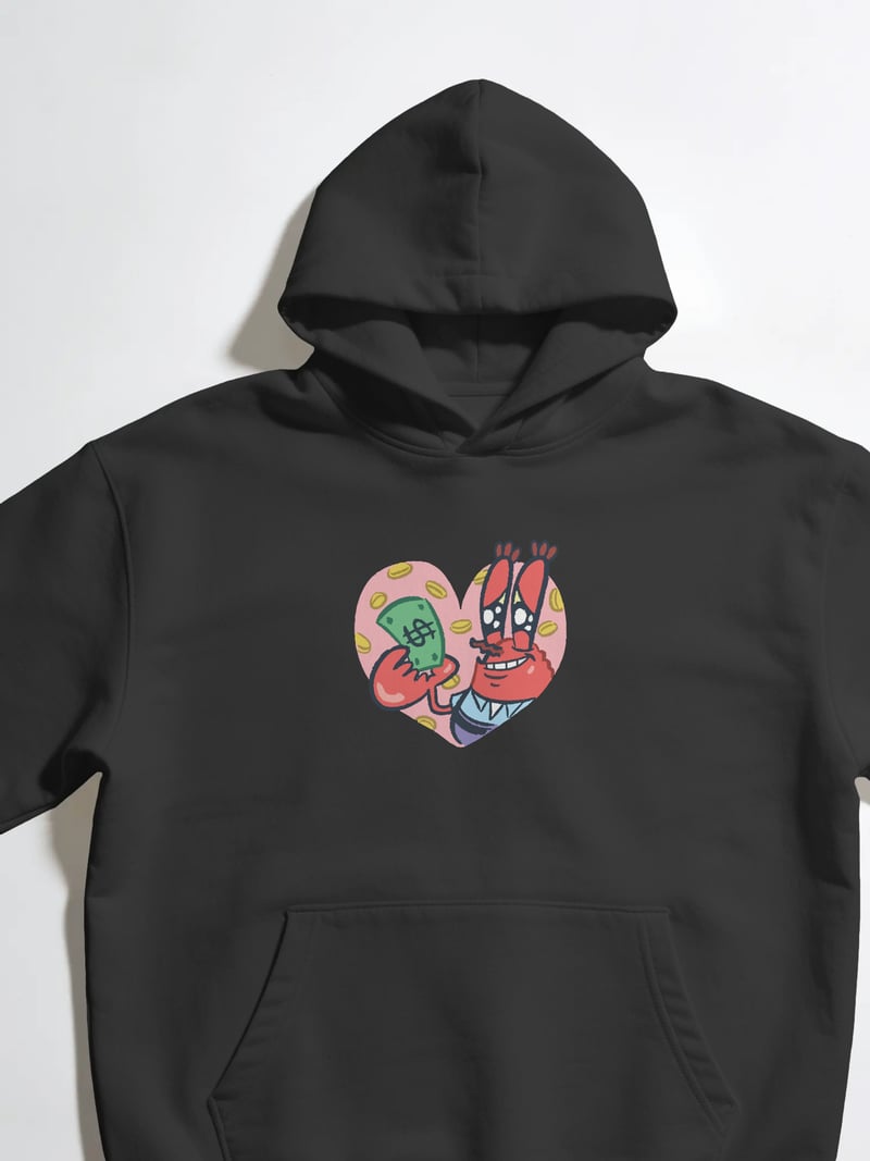 Mr. Krabs Spongebob Squarepants Unisex Siyah Kapüşonlu Sweatshirt