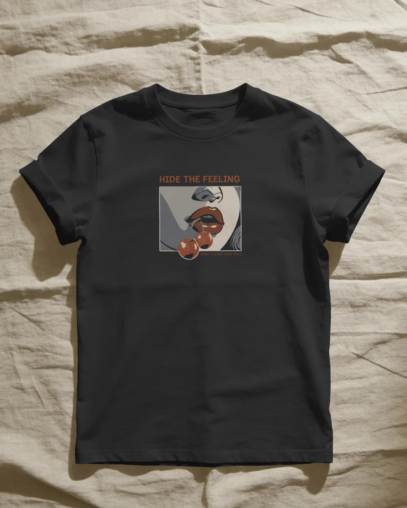 Hide the Feeling Unisex Siyah Tişört
