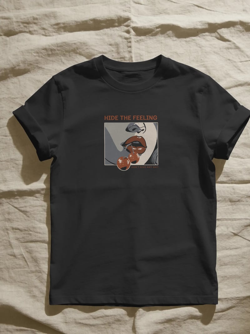 Hide the Feeling Unisex Siyah Tişört