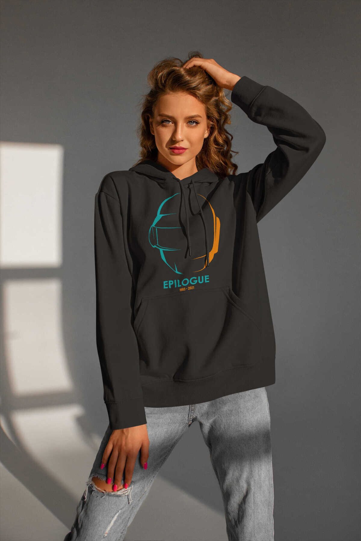 Daft Punk Dijital Baskı Kapüşonlu Unisex Sweatshirt