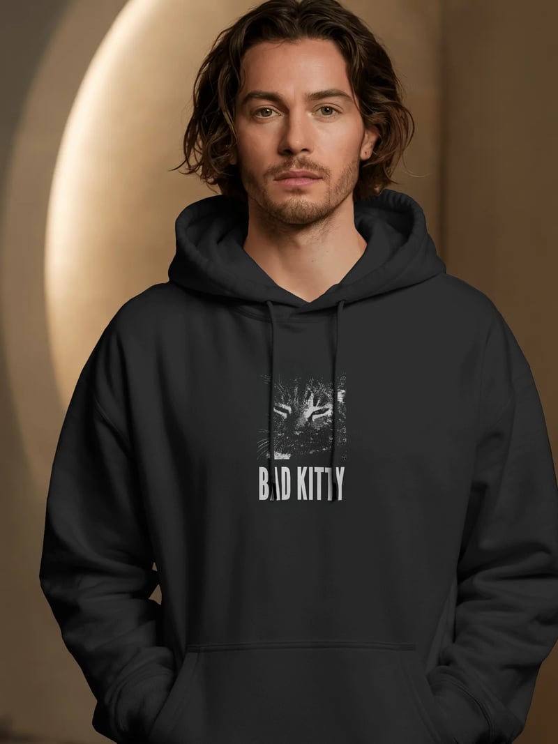 Bad Kitty Siyah Kapüşonlu Sweatshirt