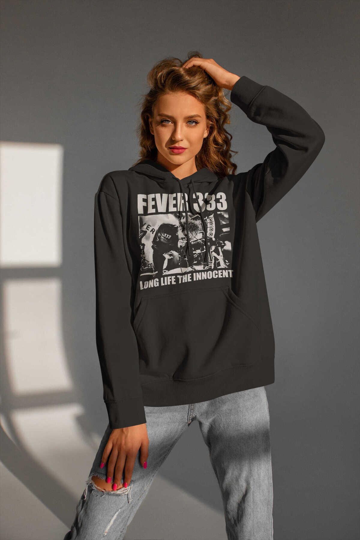 Fever 333 Dijital Baskı Kapüşonlu Unisex Sweatshirt