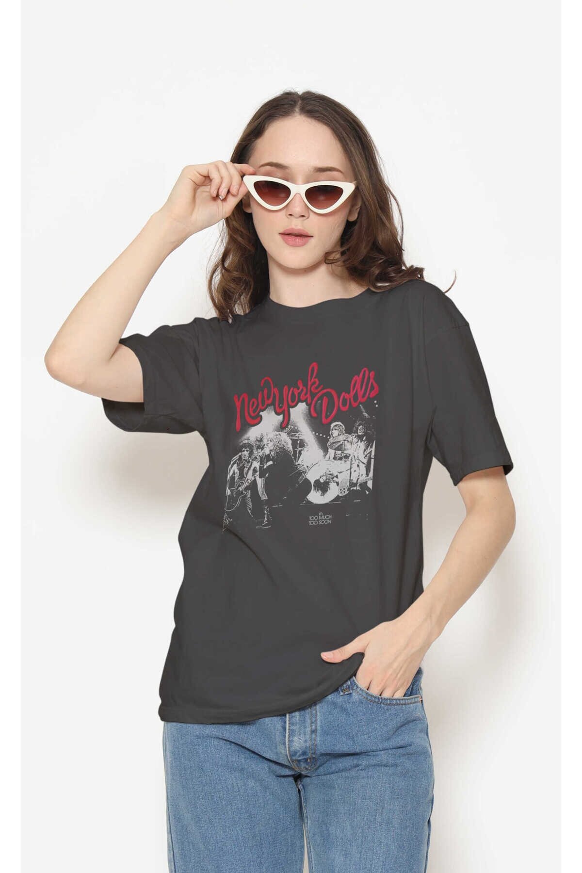 New York Dolls Dijital Baskı Siyah Unisex Tişört