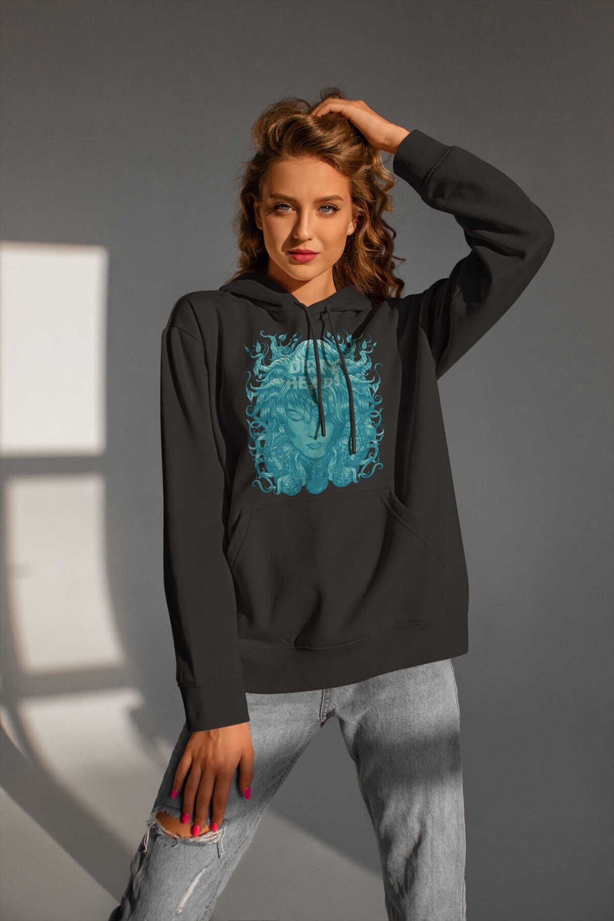 Dirty Heads Dijital Baskı Kapüşonlu Unisex Sweatshirt