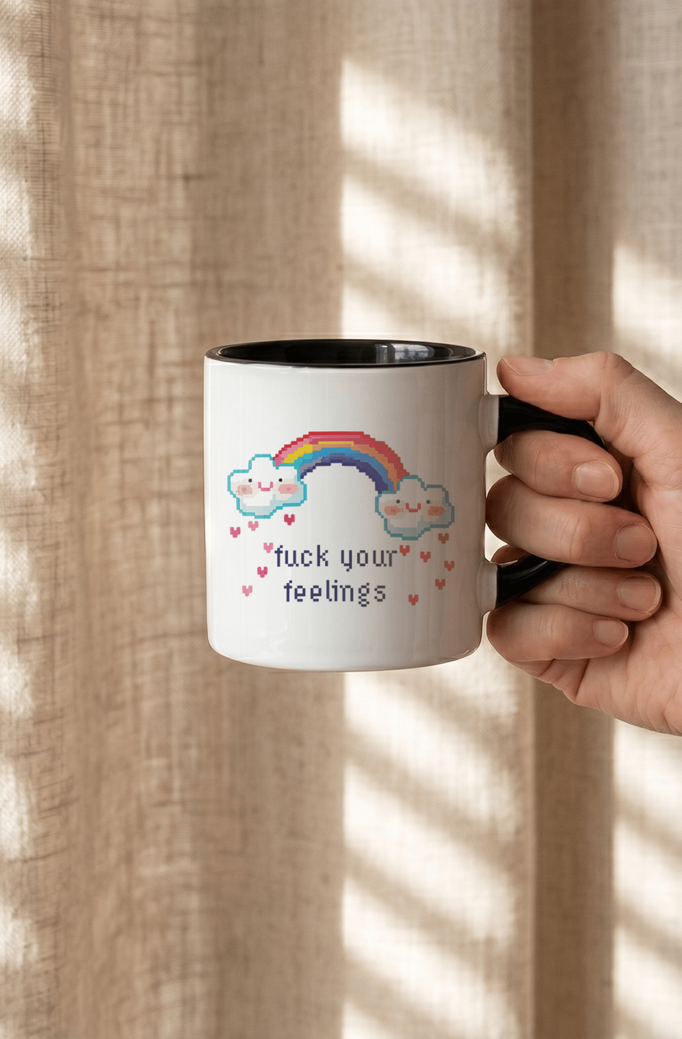 Feelings 180 ml Beyaz Siyah Kahve Kupası