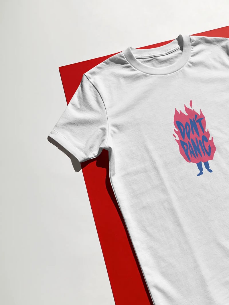 Don't Panic Unisex Beyaz Tişört