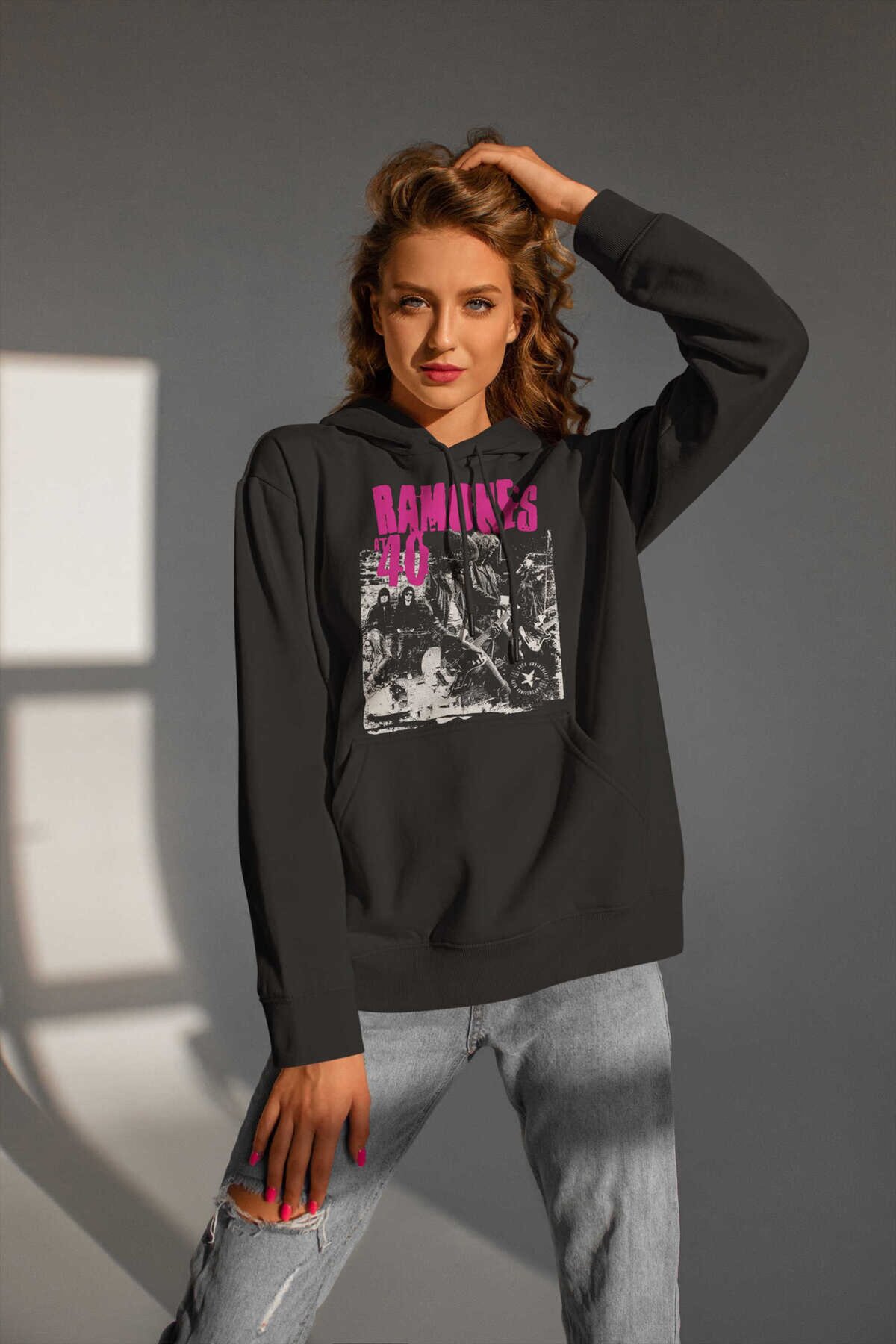 Ramones Dijital Baskı Kapüşonlu Unisex Sweatshirt