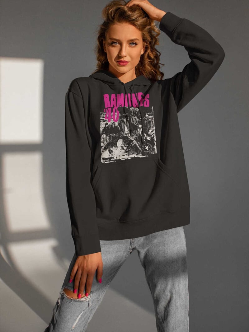 Ramones Dijital Baskı Kapüşonlu Unisex Sweatshirt