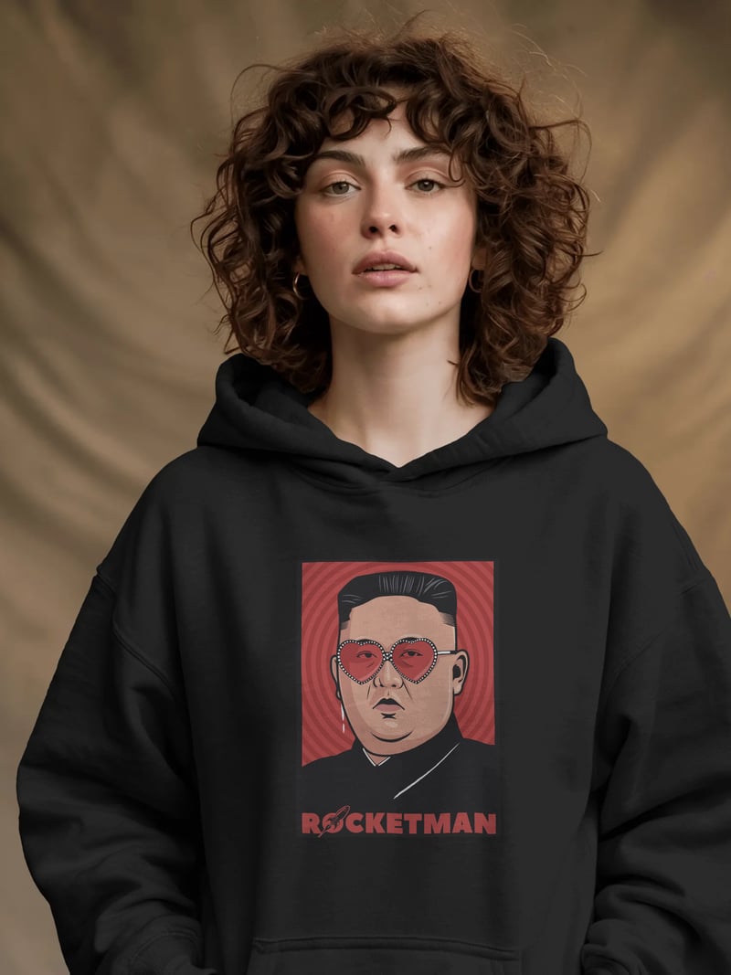 Rocketman Siyah Kapüşonlu Sweatshirt