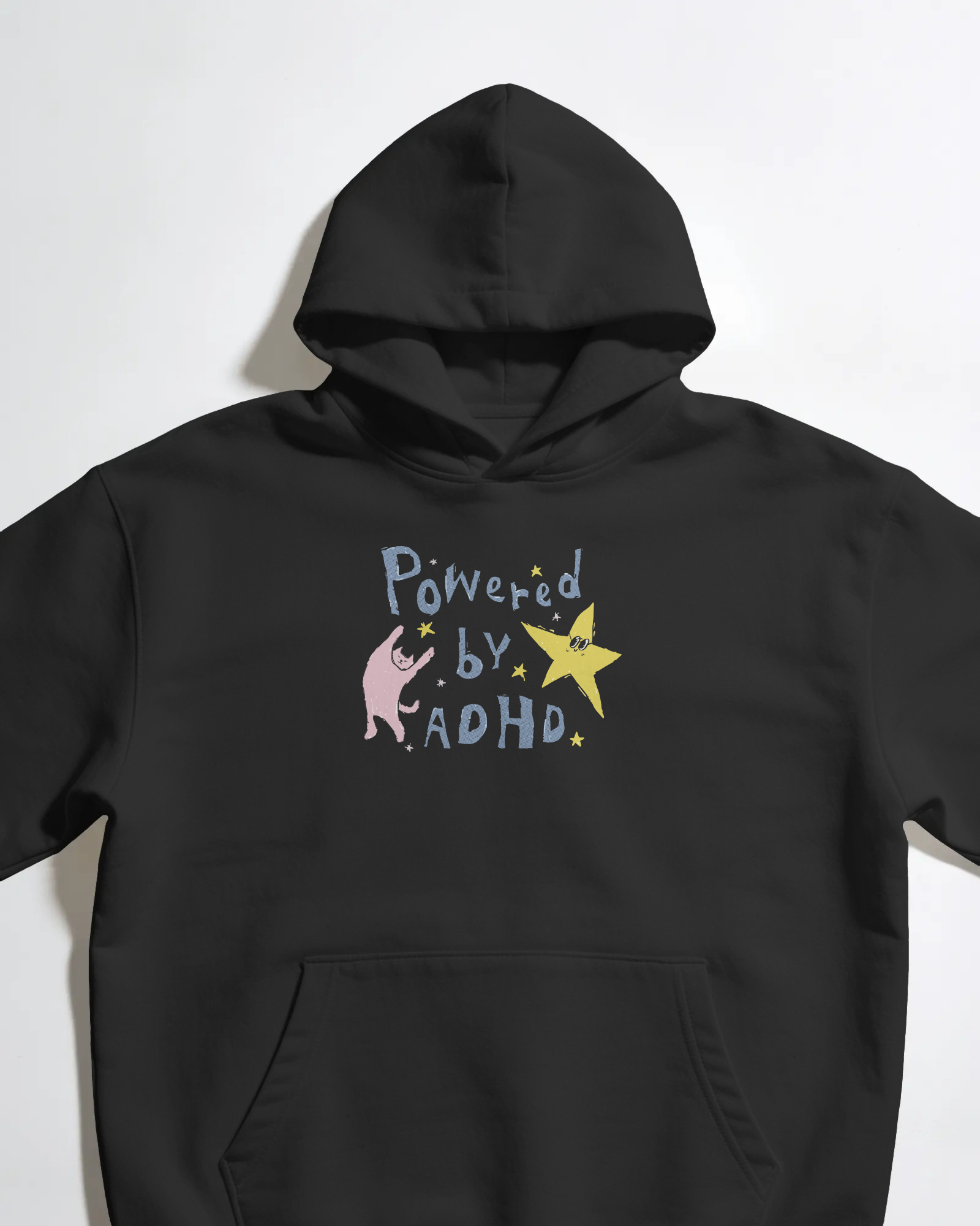 Powered by ADHD Siyah Kapüşonlu Sweatshirt
