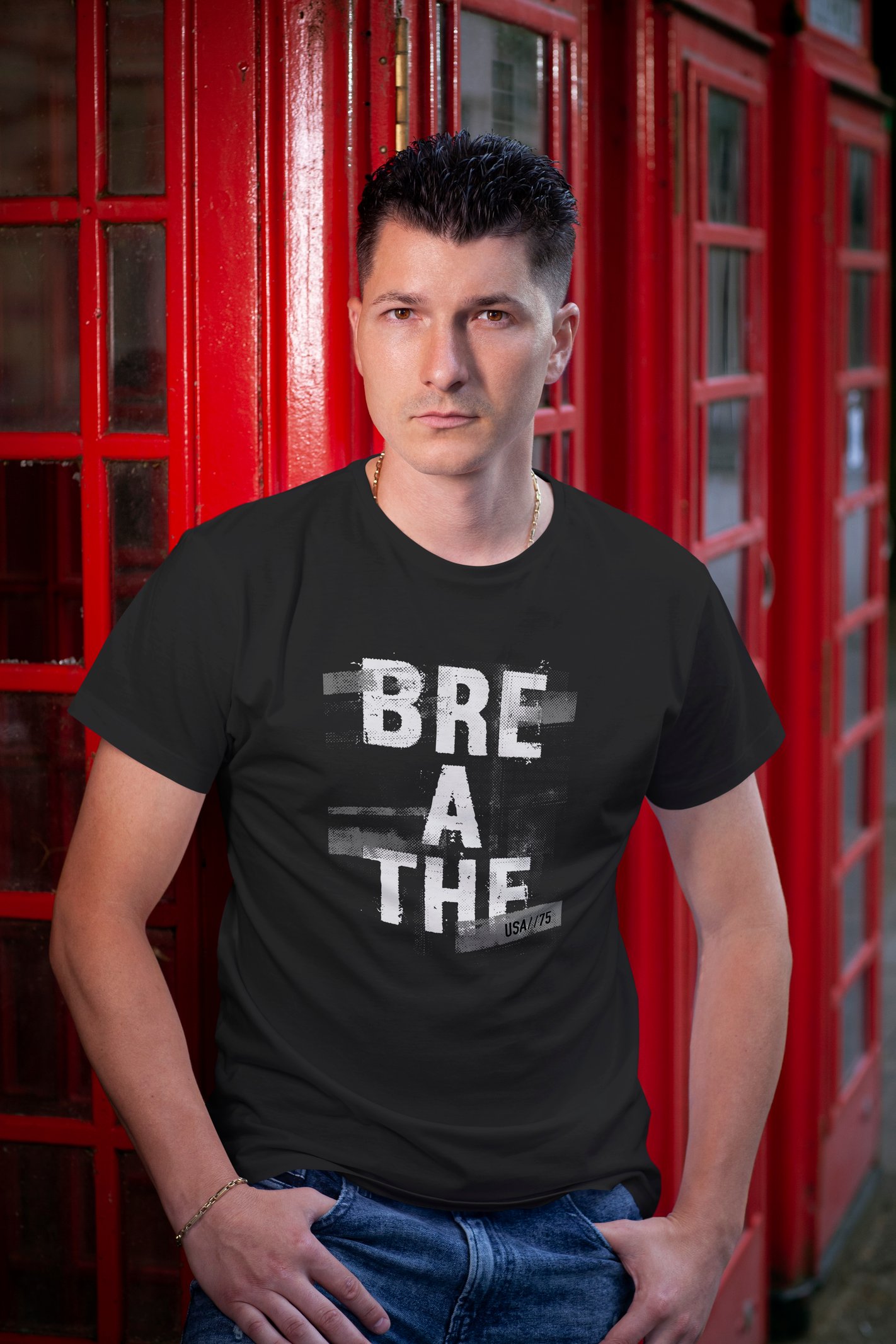 Breathe Dijital Baskı  Unisex Siyah T-Shirt
