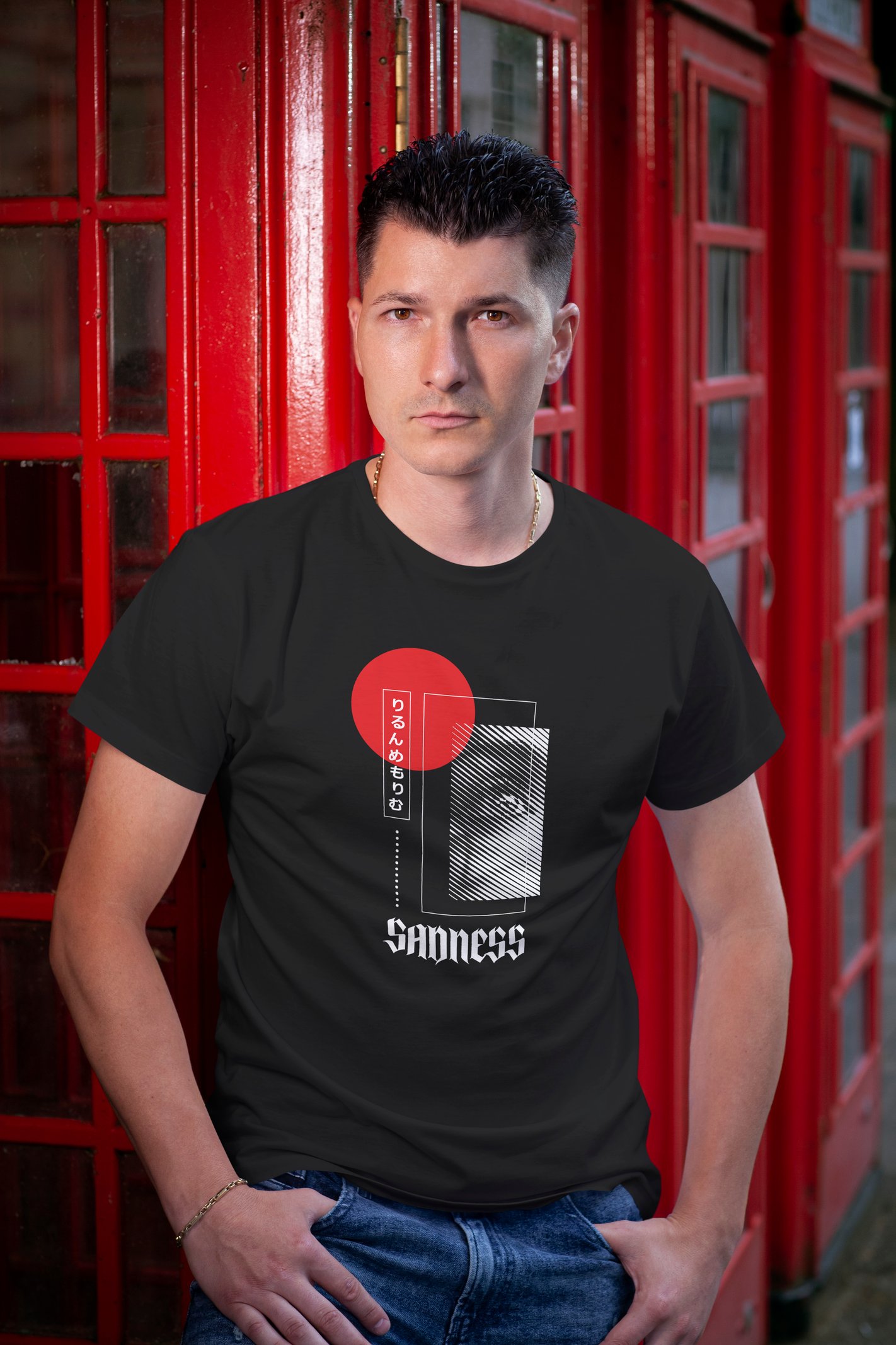 Sadness Dijital Baskı  Unisex Siyah T-Shirt