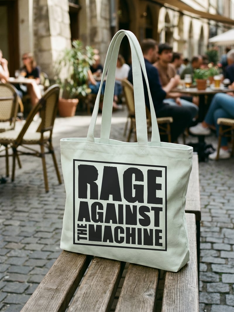 Rage Against the Machine Fermuarlı Astarlı Körüklü Kanvas Çanta 35 x 40 cm