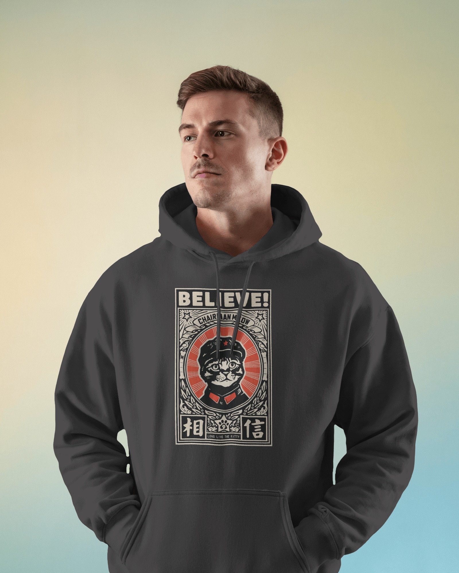 Believe Unisex Siyah Kapüşonlu Sweatshirt