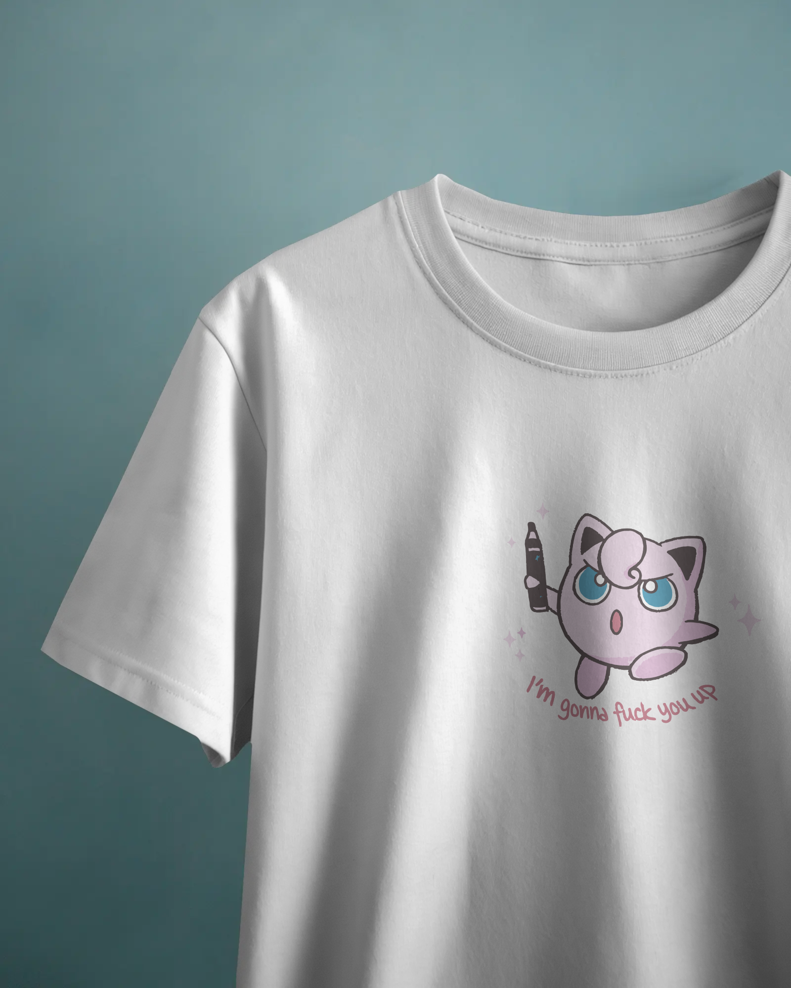 Jigglypuff Gonna F*ck You Up Unisex Beyaz Tişört