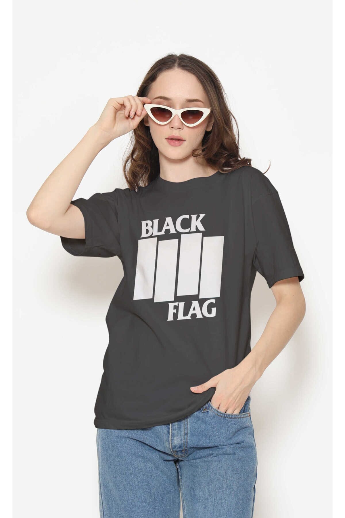 Black Flag Dijital Baskı Siyah Unisex Tişört
