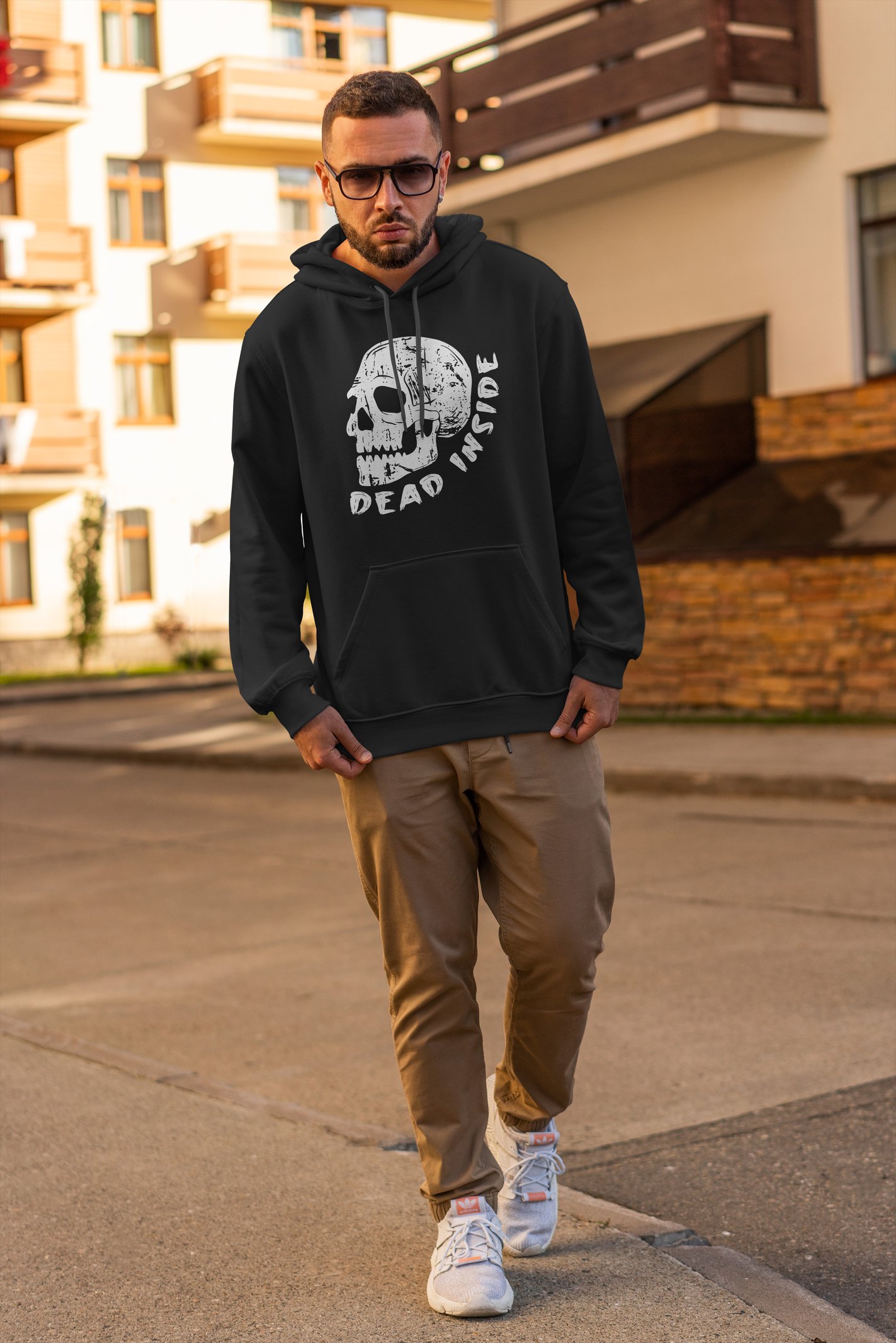 Dead Inside Kafatası Kapüşonlu Sweatshirt