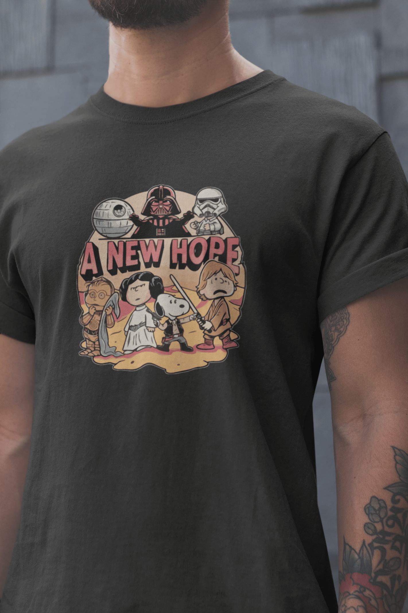 Star Wars Snoopy Unisex Siyah Tişört